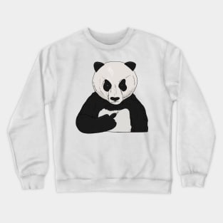 Grumpy Panda Bear Holding Middle Finger Crewneck Sweatshirt